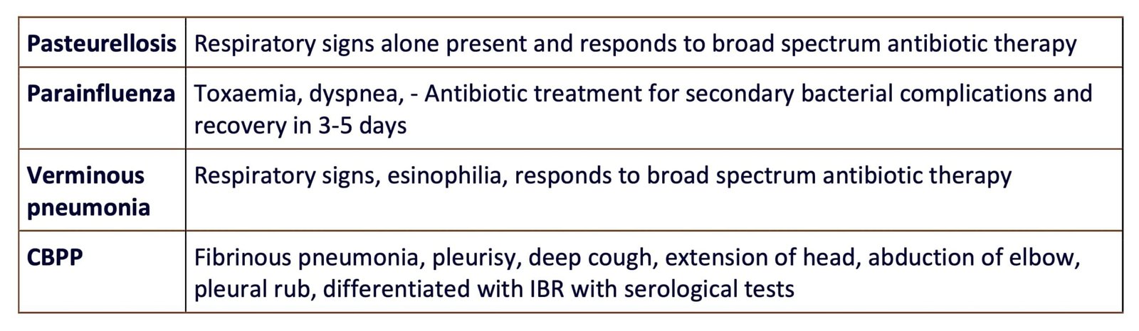 Differential Diagnosis of Infectious Bovine Rhinotracheitis (IBRT)