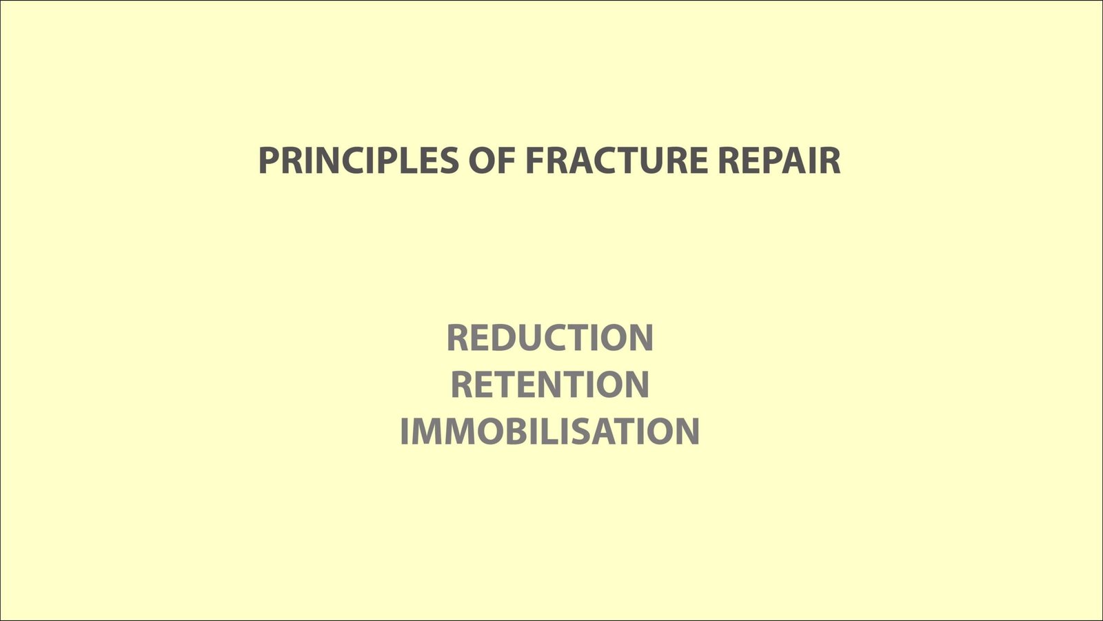 Principles of Fracture Repair- Reduction, Retention, Immobilisation