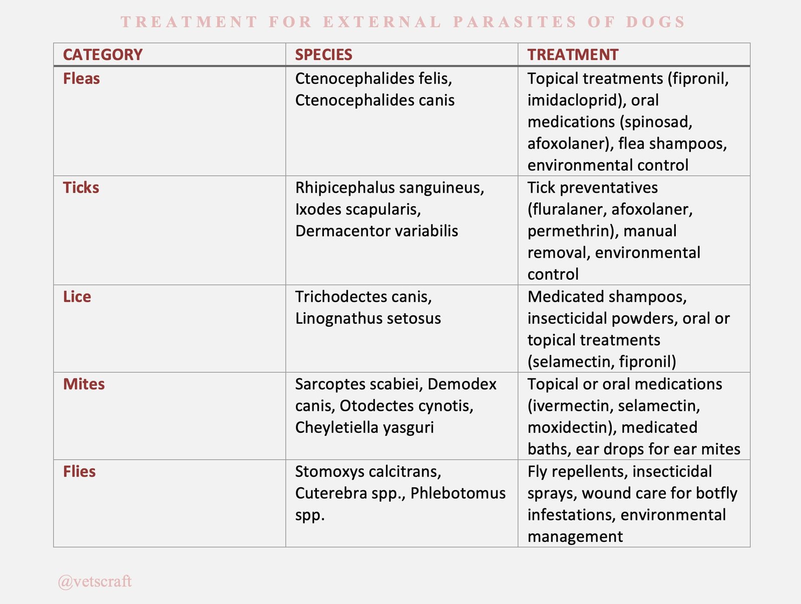 Treatment of Fleas, Ticks and Other External Parasites of Dogs