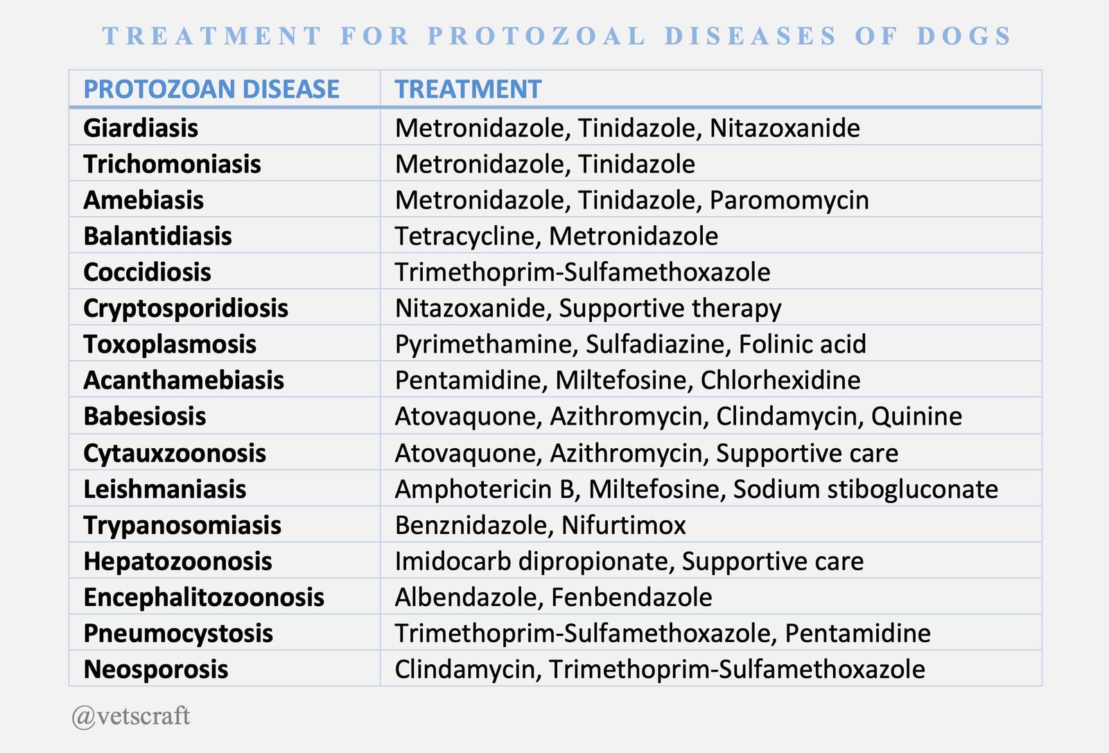 Treatment of Protozoal Diseases of Dogs